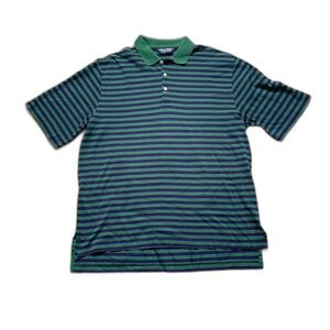 Polo Ralph Lauren Striped Blue Green Cotton Golf Shirt Men’s Size Large